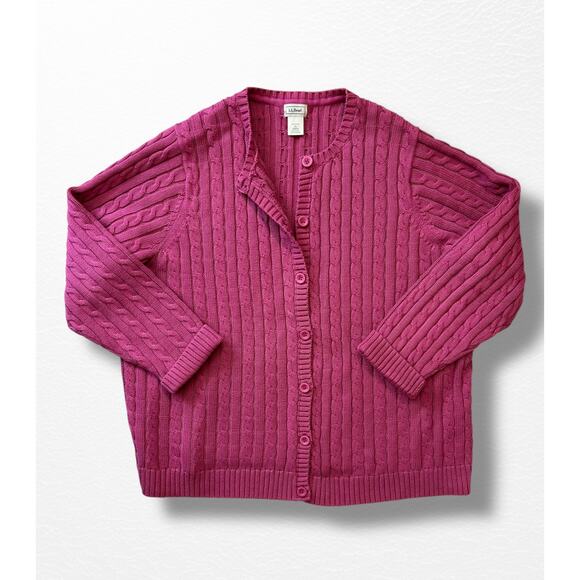 LL Bean Cable Knit Cardigan Sweater, Size 2X - Picture 7 of 9